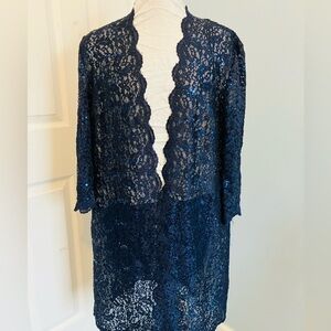 R&M Richards Navy Lace Cardigan
